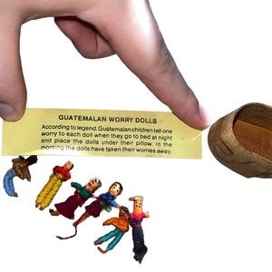 Beautiful Boho Vintage Set Of “Trouble” or “Worry” Dolls from Guatemala